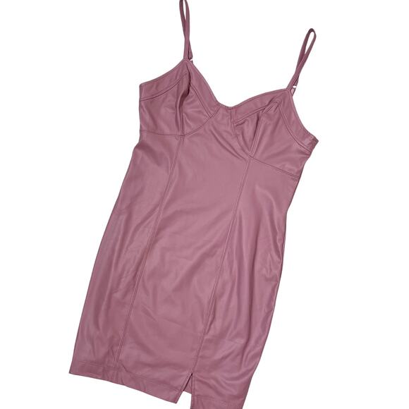Free People Barbiecore SZ S Pink Faux Leather Mini Dress - Picture 2 of 9